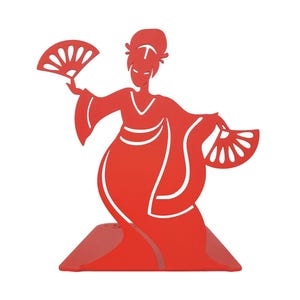 Geisha Bookend | Metal Book Stopper Japanese | Library Red Decor | Gift For Readers