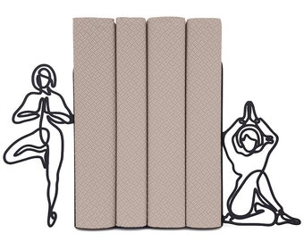 Serre-livres en métal pour yoga / Serre-livres de méditation / Serres-livres lourds / Support pour livre avec bouchon / Bibliothèque Décoration minimale pour bibliothèque Poses de yoga Figure