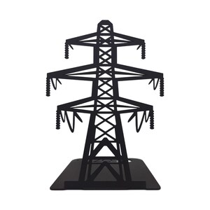 Power Line Bookend, Transmission Tower Industrial Decor, Loft Bookshelf Accent, Engineer Gift
