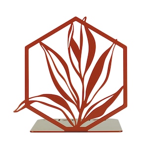 Copper Floral Bookend | Heavy Metal Book Stopper Terra | Plant Bookshelf Plant Decor