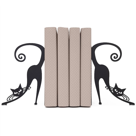 Bookends Cats Metal Black Bookends Unique Heavy Book Ends Stopper Book Holder Stand Library Bookshelf Decor Desk Black Cat Decor Etsy UK