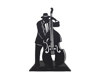 Sujetalibros doble con forma de bajo de banda de jazz / Regalo para amantes de la música / Decoración de estantería con instrumentos musicales pesados