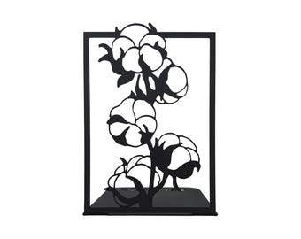 Floral Metal Bookend Cotton | Modern Library Bookshelf Decor | Kitchen Flower Bookend