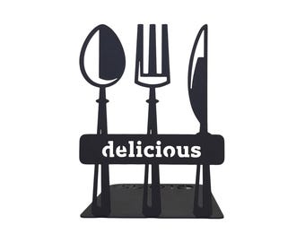 Sujetalibros de metal para cocina / Libro de cocina organizado para utensilios / Almacenamiento de libros de recetas / Sujetalibros para tenedores, cuchillos y cucharas /