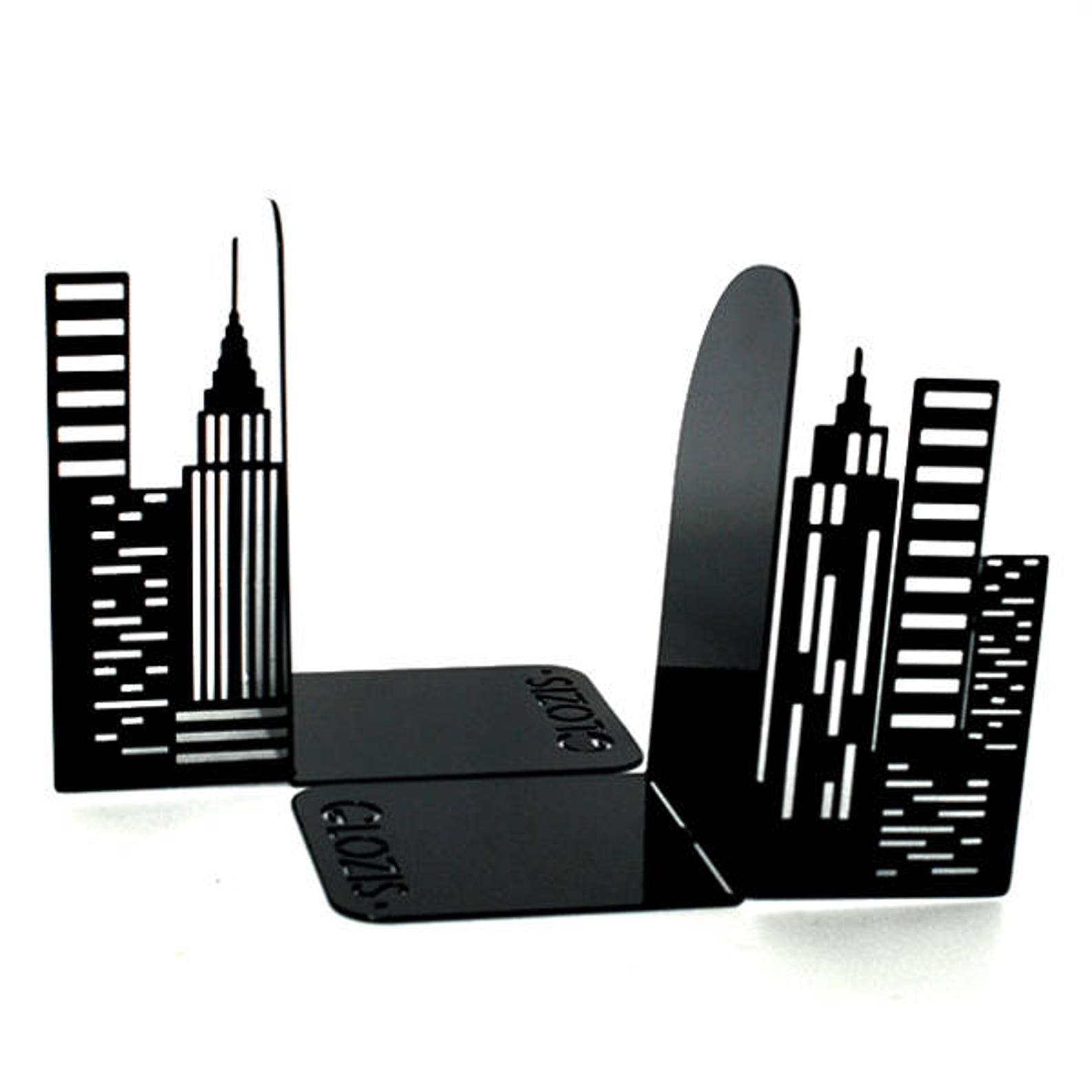 City Skyline Bookends / Glozis Bookends / Metal Bookends / Etsy