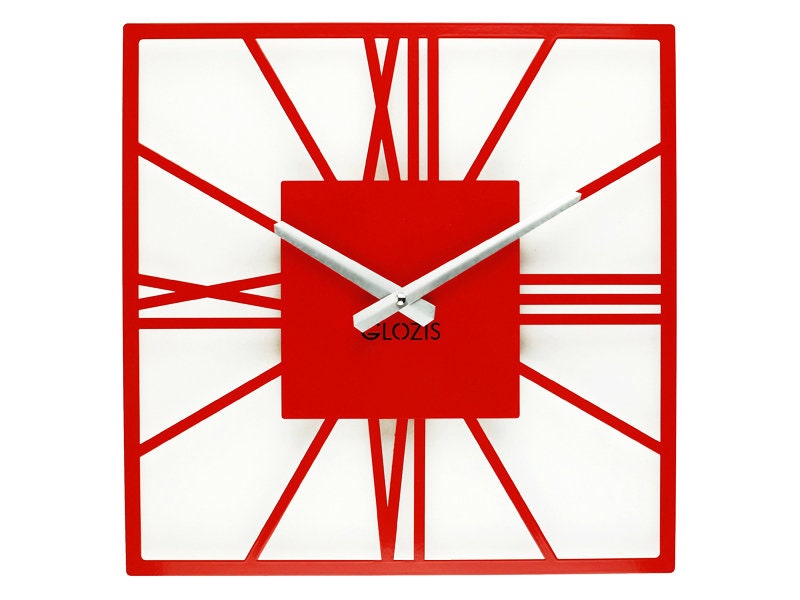 Wall Clock New York Red / Unique Clock Square Wall Clock Etsy