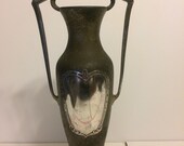 Antique Silver Crest Art Deco Bronze Vase w Sterling Silver Overlay
