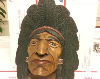 Carved Wooden Indian Head (Cherokee)