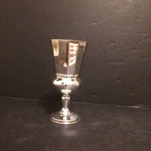 Sterling Silver 925 Wine Goblet Kiddush Cup Modern Polygon Design