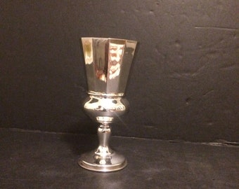 Sterling Silver 925 Wine Goblet Kiddush Cup Modern Polygon Design