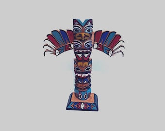 Native American Totem wood Carving 9'' Sculpture BY Eric Williams