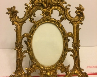 Victorian Gold Gilt  Heavy Carved Cast Metal  Photograph Picture Frame