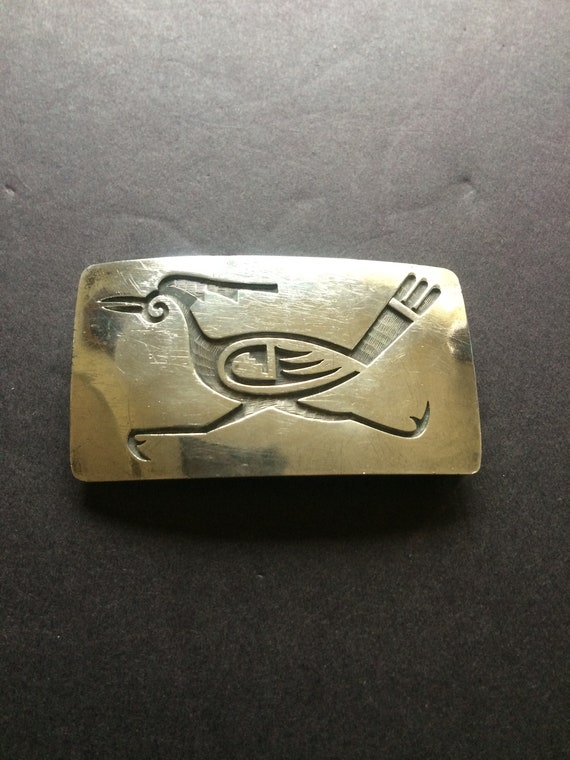 Vintage Hopi Sterling Silver OVERLAY bird BELT BU… - image 10