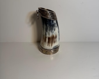 South American Silver Mounted Horn Cup or Drinking Vassel 20th Century