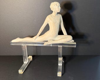 Vintage Austin Productions Gymnast On Acrylic Balance Beam Sculpture 1979