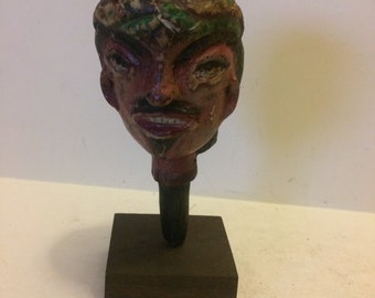 Asian (Java Indonesian ) Warrior Head terra-cotta mounted Bust on Custom made With display Stand