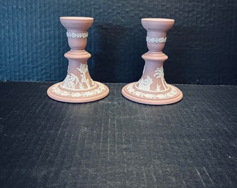 Wedgwood Jasperware Terracotta Candlesticks A pair