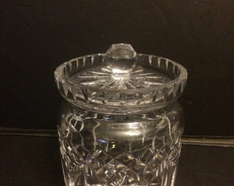 Waterford Crystal Lismore Biscuit Lidded Barrel Canister Jar 5" W x 6" H- Excellent