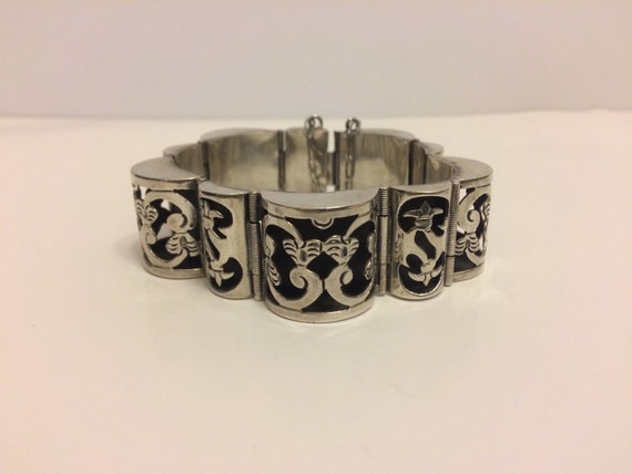 Taxco Silver Bracelet,Vintage Mexico Silver Cuff,… - image 1