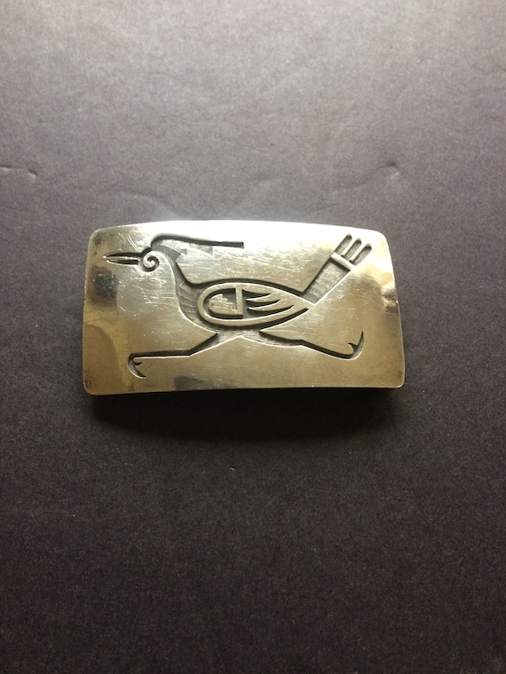Vintage Hopi Sterling Silver OVERLAY Bird BELT BUCKLE by Vintage Hopi Sterling Silver OVERLAY Bird BELT BUCKLE by