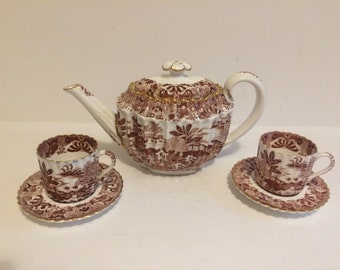 Vintage set from the  Copeland Spode  Teapot, 2  Teacups and Saucer
