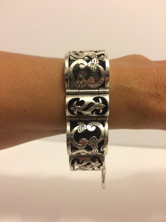 Taxco Silver Bracelet,Vintage Mexico Silver Cuff,… - image 7