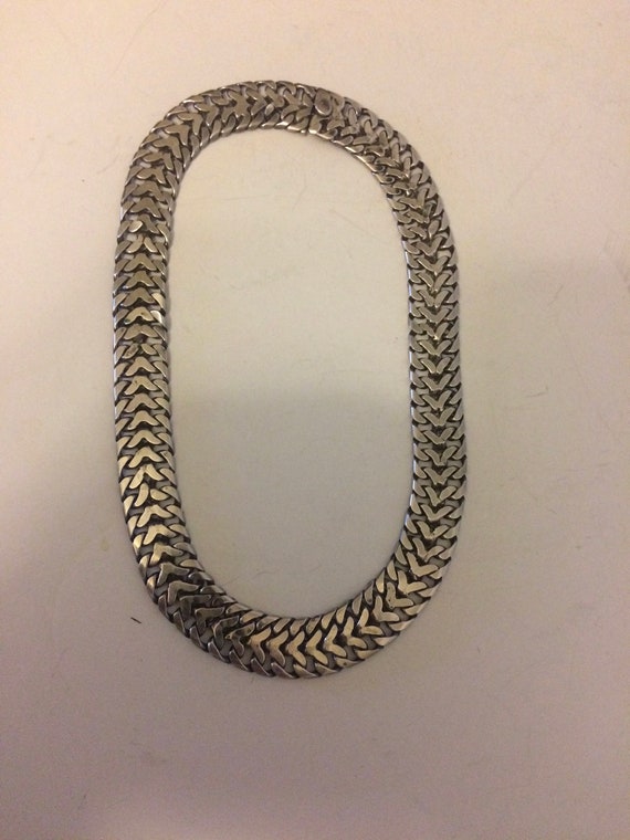Vintage  Silver Mexico Modernist Necklace/Choker S