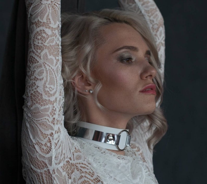 White Leather Collar Bdsm Collar Slave Collar Leather Etsy