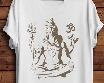 Shiva OM Meditation T Shirt Tee | Dieu Yoga Religion Védique Spiritualité AUM T-Shirt
