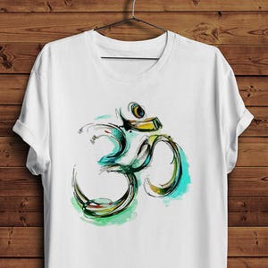 OM AUM T Shirt Tee | Sketch Color Colored Art Yoga Vedic Hindu God Hinduism Meditation Religion Spirituality (Men & Women T shirts)