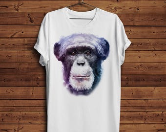 Monkey | Wate rColor Face Portrait Art  Sad Dejected Look Zoo | T Shirt