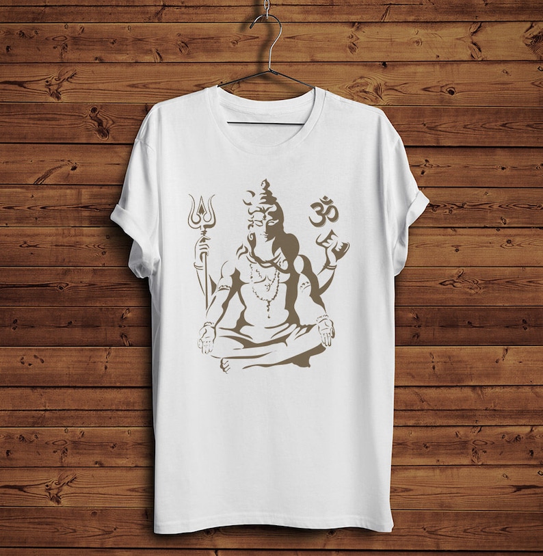 Shiva OM Meditation T Shirt Tee Dieu Yoga Religion Védique Spiritualité AUM T-Shirt image 1