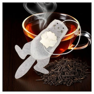 Sea Otter with Shell Darjeeling Tea Bag - Ocean Teabag