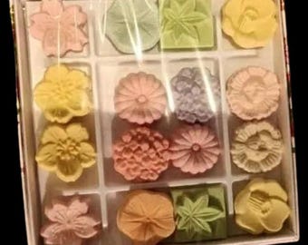 Caja de dulces japoneses de azúcar Higashi Wasanbon de primavera