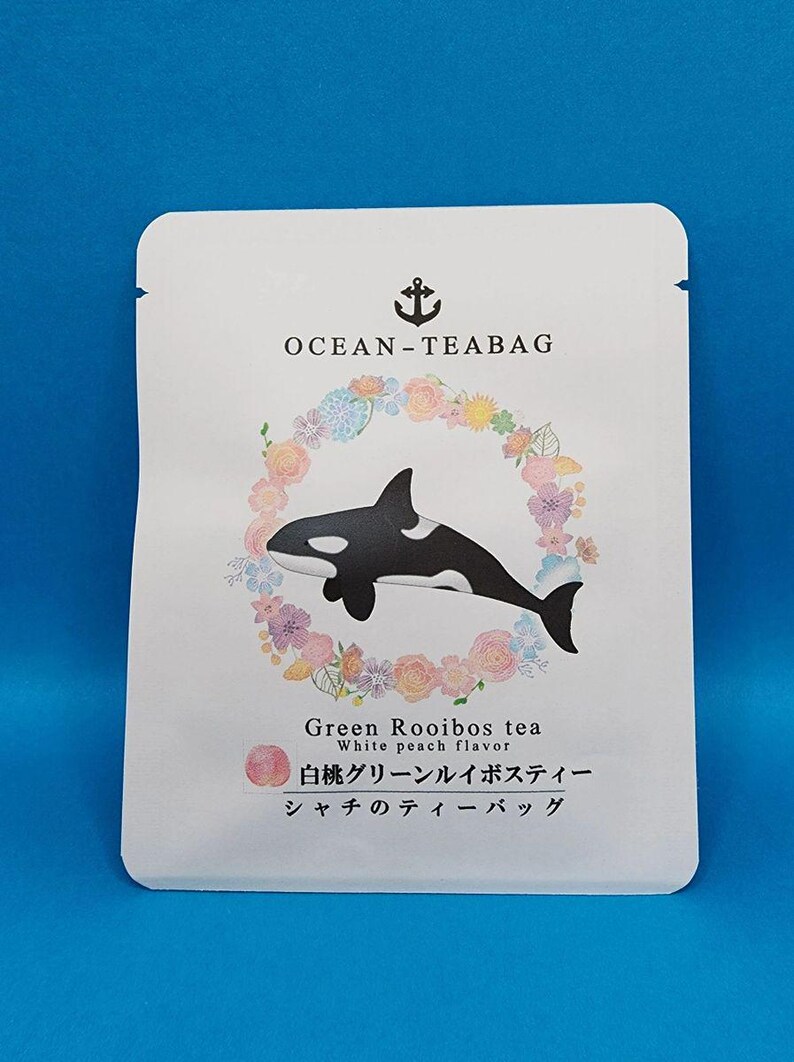 Orca White Peach Green Rooibostea Bag - Ocean Teabag - Etsy