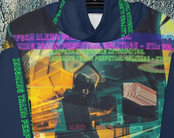 Cyberpunk Streetwear Hoodie, Futurism Art Gamer Hoodie Eco Friendly Gift, Sci Fi Festival Clothing