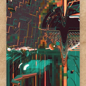 Retro Game Art Vaporwave Car Poster, Retro Futurism Sci Fi Wall Art For Living Room Or Office, Gift For Gamer or Car Lover