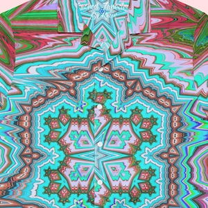 Trippy Kaleidoscope Button Down Shirt, Oversized Sacred Geometry Hawaiian Shirt, Boho Solarpunk Festival Outfit