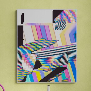 Abstraktes geometrisches Wand-Kunst-Druck-modernes funky Plakat psychedelisches buntes Wand-Dekor für Wohnzimmer oder Büro