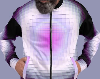 Mondrian Color Block Bomber Jacket New Wave Fleece Jacket