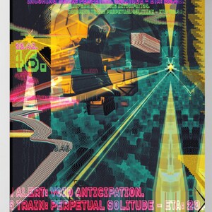 Surreal Sci Fi Wall Art, Cyberpunk Illustration Futurism Collage Art Print, Cool Street Art Poster