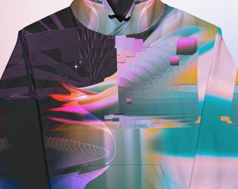 Cyber Space Hoodie Techwear Futuristic Hooded Sweatshirt All Over Printed Hoodie Eco Friendly Warm Rave Streetwear Clothes