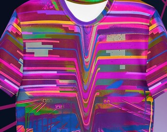 Vaporwave Synthwave Gamer Sci Fi Shirt, Solarpunk Cyberpunk Art Graphic EDM Tshirt, Rave Festival Clothes
