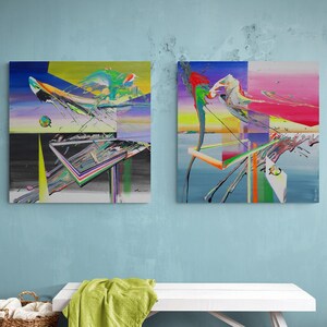 Abstract Architecture Wall Art  - Set of 2 Paintings