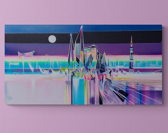 Futuristic Decor - City Skyline Painting Tokyo - Vaporwave Art