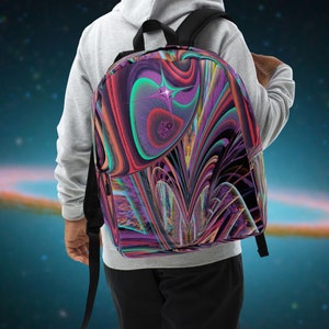 Psychedelic Sci Fi Art Space Backpack Gift For Him, All Over Print School College Backpack, Work Laptop Bag