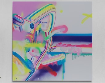 Large Neon Original Acrylic Street Art Painting on Canvas, Abstract Pop Art Painting, Large Mixed Media Art Pop Culture Graffiti Wall Art