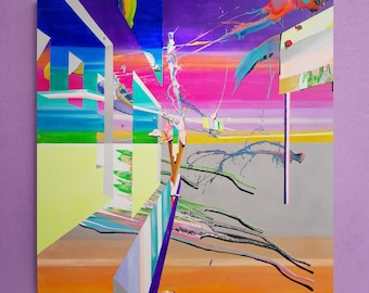 Colorful Street Art Painting, Abstract City Art, Surreal Acrylic Painting