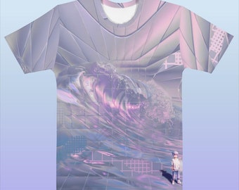 Pastel Purple Cyber Shirt Techno Holographic Tshirt Gift For Him EDM Rave Clothes Funky Printed Futuristic Tee