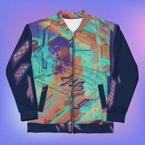 80s Retro Memphis Bomber Jacket, Vibrant Festival